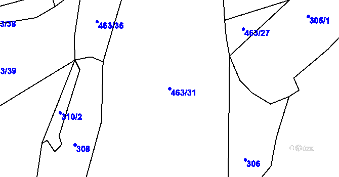 Parcela st. 463/31 v KÚ Řepín, Katastrální mapa