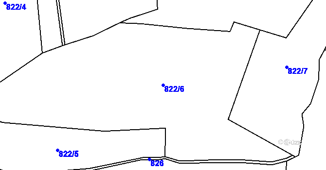 Parcela st. 822/6 v KÚ Řepín, Katastrální mapa