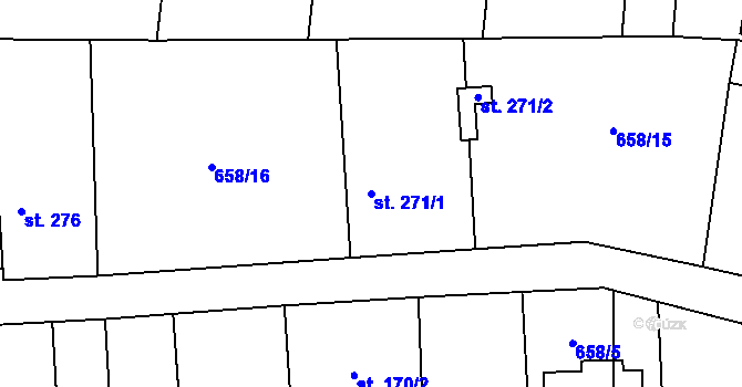 Parcela st. 271/1 v KÚ Řepín, Katastrální mapa