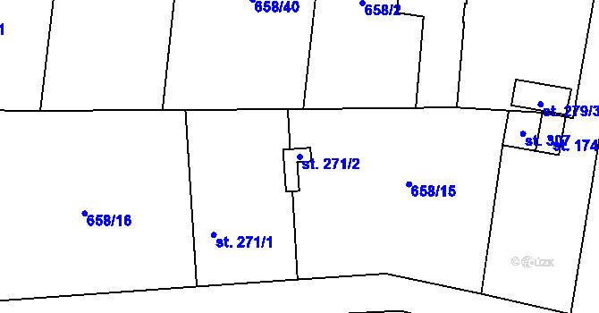 Parcela st. 271/2 v KÚ Řepín, Katastrální mapa