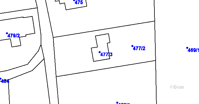 Parcela st. 477/3 v KÚ Řepiště, Katastrální mapa