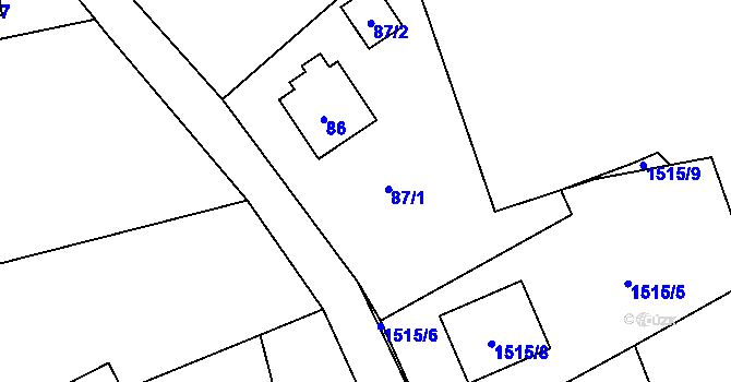 Parcela st. 87 v KÚ Řepiště, Katastrální mapa