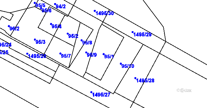 Parcela st. 95/1 v KÚ Řepiště, Katastrální mapa