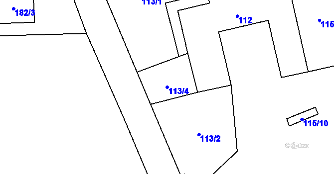 Parcela st. 113/4 v KÚ Řepiště, Katastrální mapa