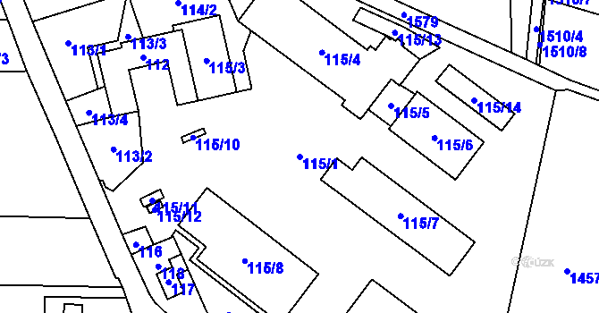 Parcela st. 115/1 v KÚ Řepiště, Katastrální mapa