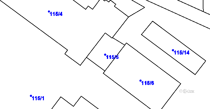 Parcela st. 115/5 v KÚ Řepiště, Katastrální mapa