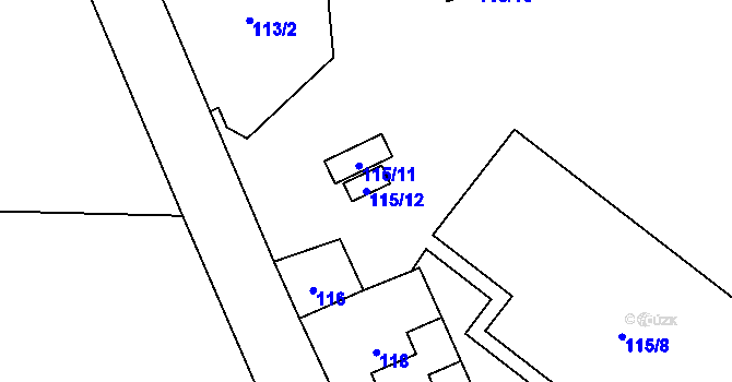 Parcela st. 115/12 v KÚ Řepiště, Katastrální mapa