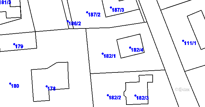Parcela st. 182/1 v KÚ Řepiště, Katastrální mapa
