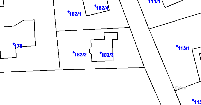 Parcela st. 182/3 v KÚ Řepiště, Katastrální mapa