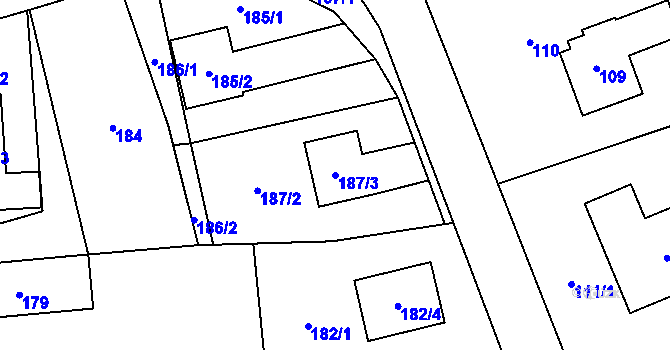 Parcela st. 187/3 v KÚ Řepiště, Katastrální mapa