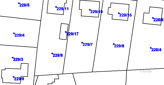 Parcela st. 229/7 v KÚ Řepiště, Katastrální mapa