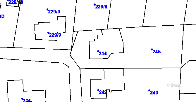 Parcela st. 244 v KÚ Řepiště, Katastrální mapa