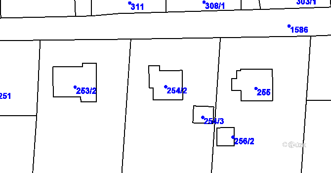 Parcela st. 254/2 v KÚ Řepiště, Katastrální mapa