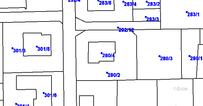 Parcela st. 280/4 v KÚ Řepiště, Katastrální mapa