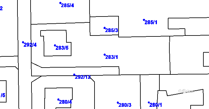 Parcela st. 283/1 v KÚ Řepiště, Katastrální mapa