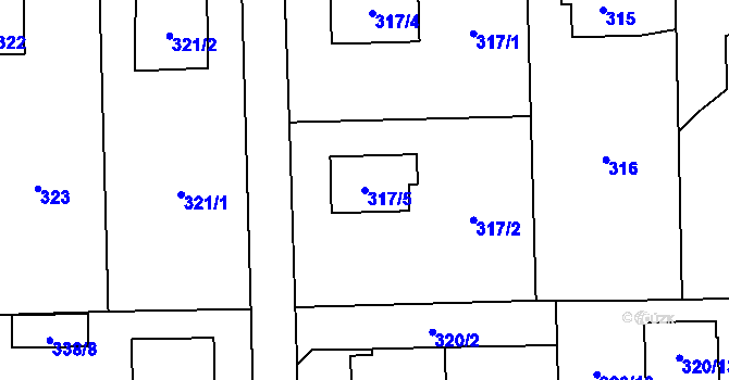 Parcela st. 317/5 v KÚ Řepiště, Katastrální mapa