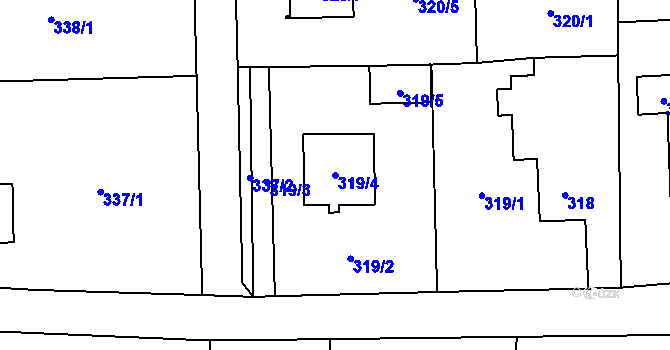 Parcela st. 319/4 v KÚ Řepiště, Katastrální mapa