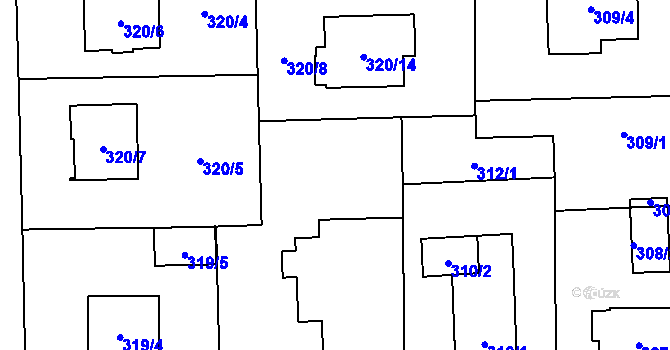 Parcela st. 320/1 v KÚ Řepiště, Katastrální mapa