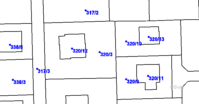 Parcela st. 320/3 v KÚ Řepiště, Katastrální mapa