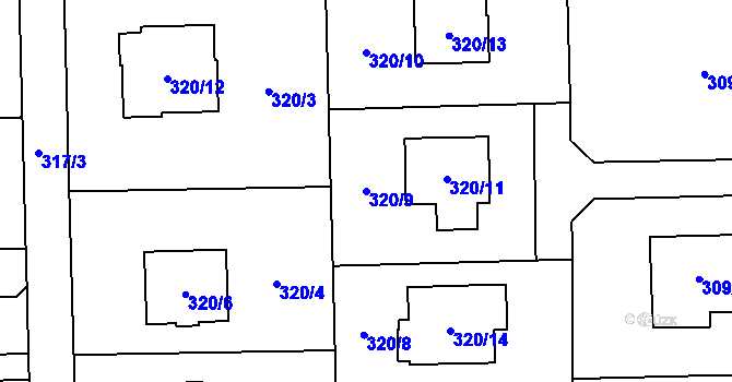 Parcela st. 320/9 v KÚ Řepiště, Katastrální mapa