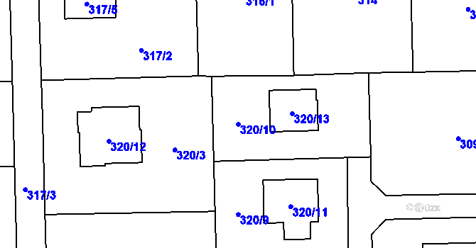 Parcela st. 320/10 v KÚ Řepiště, Katastrální mapa