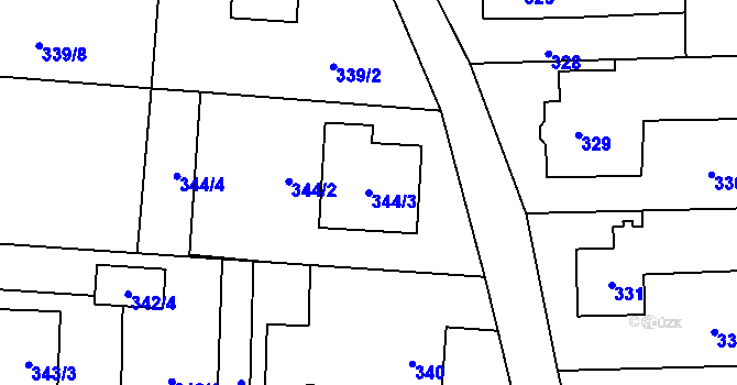 Parcela st. 344/3 v KÚ Řepiště, Katastrální mapa