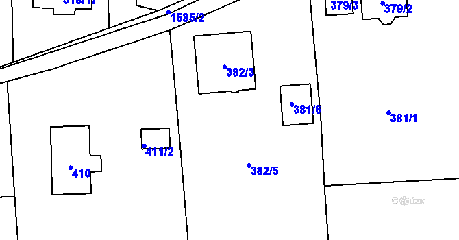 Parcela st. 382/2 v KÚ Řepiště, Katastrální mapa