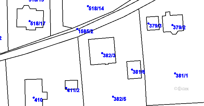 Parcela st. 382/3 v KÚ Řepiště, Katastrální mapa
