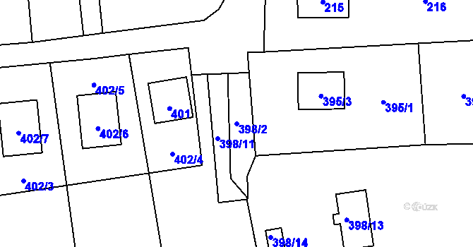 Parcela st. 398/2 v KÚ Řepiště, Katastrální mapa