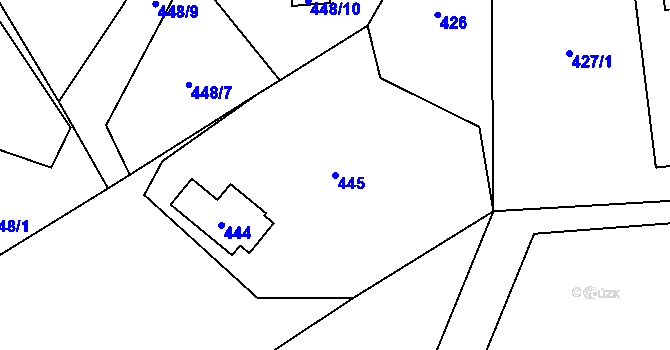 Parcela st. 445 v KÚ Řepiště, Katastrální mapa
