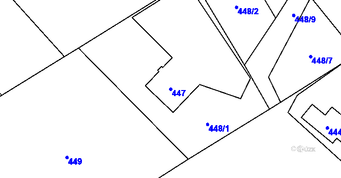 Parcela st. 447 v KÚ Řepiště, Katastrální mapa
