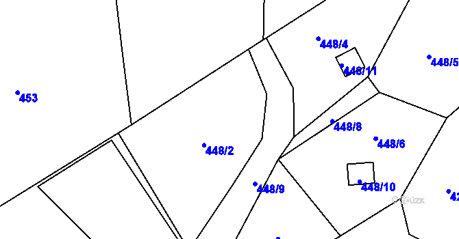 Parcela st. 448/3 v KÚ Řepiště, Katastrální mapa