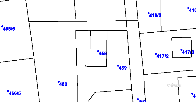 Parcela st. 458 v KÚ Řepiště, Katastrální mapa