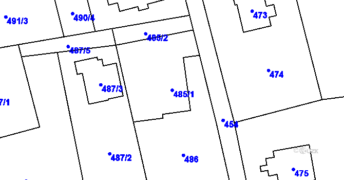 Parcela st. 485/1 v KÚ Řepiště, Katastrální mapa
