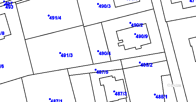 Parcela st. 490/4 v KÚ Řepiště, Katastrální mapa