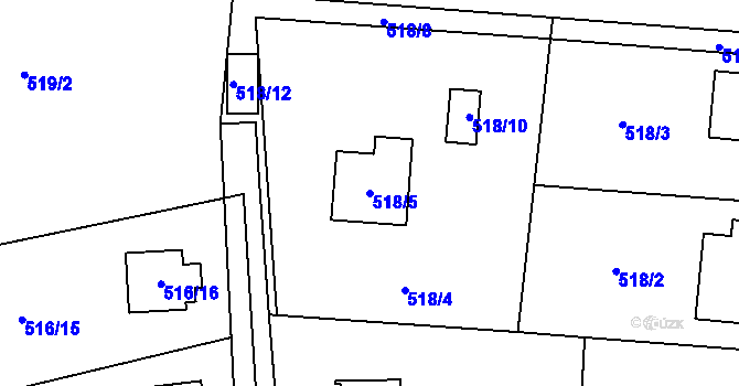 Parcela st. 518/5 v KÚ Řepiště, Katastrální mapa