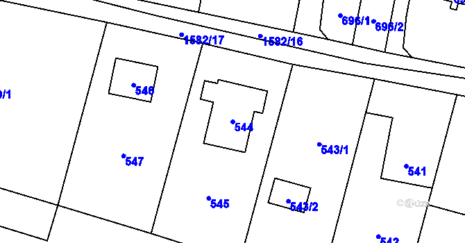 Parcela st. 544 v KÚ Řepiště, Katastrální mapa
