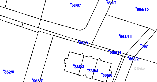 Parcela st. 565/1 v KÚ Řepiště, Katastrální mapa
