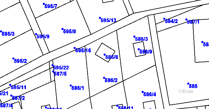 Parcela st. 586/8 v KÚ Řepiště, Katastrální mapa