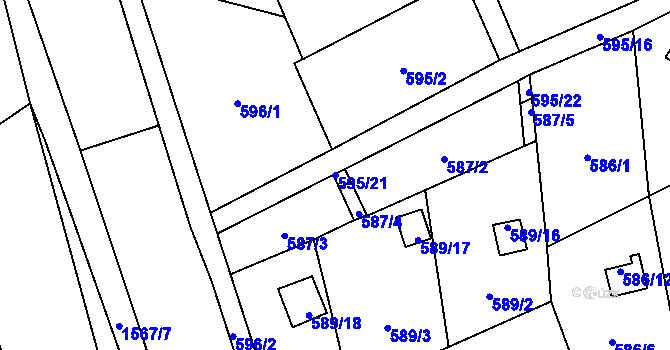 Parcela st. 595/21 v KÚ Řepiště, Katastrální mapa