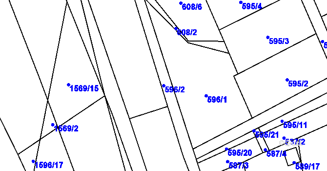 Parcela st. 596/2 v KÚ Řepiště, Katastrální mapa