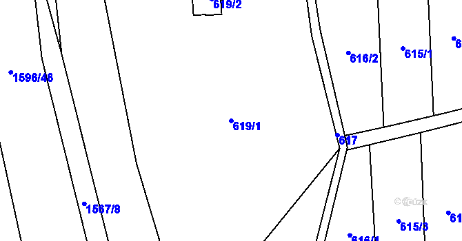 Parcela st. 619/1 v KÚ Řepiště, Katastrální mapa