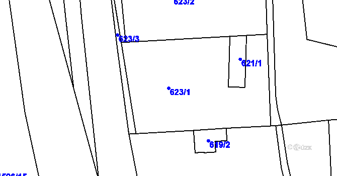 Parcela st. 623/1 v KÚ Řepiště, Katastrální mapa