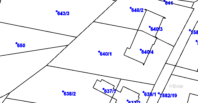 Parcela st. 640/1 v KÚ Řepiště, Katastrální mapa