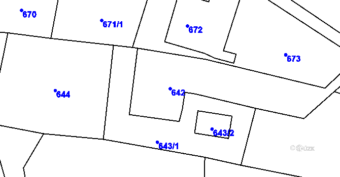 Parcela st. 642 v KÚ Řepiště, Katastrální mapa