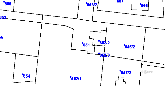 Parcela st. 651 v KÚ Řepiště, Katastrální mapa