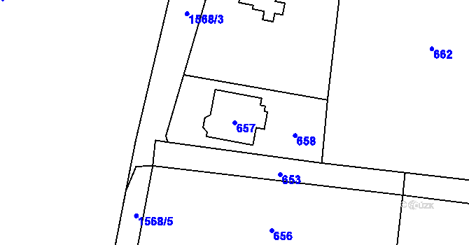 Parcela st. 657 v KÚ Řepiště, Katastrální mapa