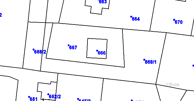 Parcela st. 666 v KÚ Řepiště, Katastrální mapa