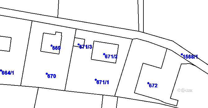 Parcela st. 671/2 v KÚ Řepiště, Katastrální mapa