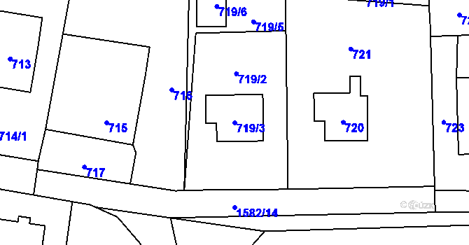 Parcela st. 719/3 v KÚ Řepiště, Katastrální mapa